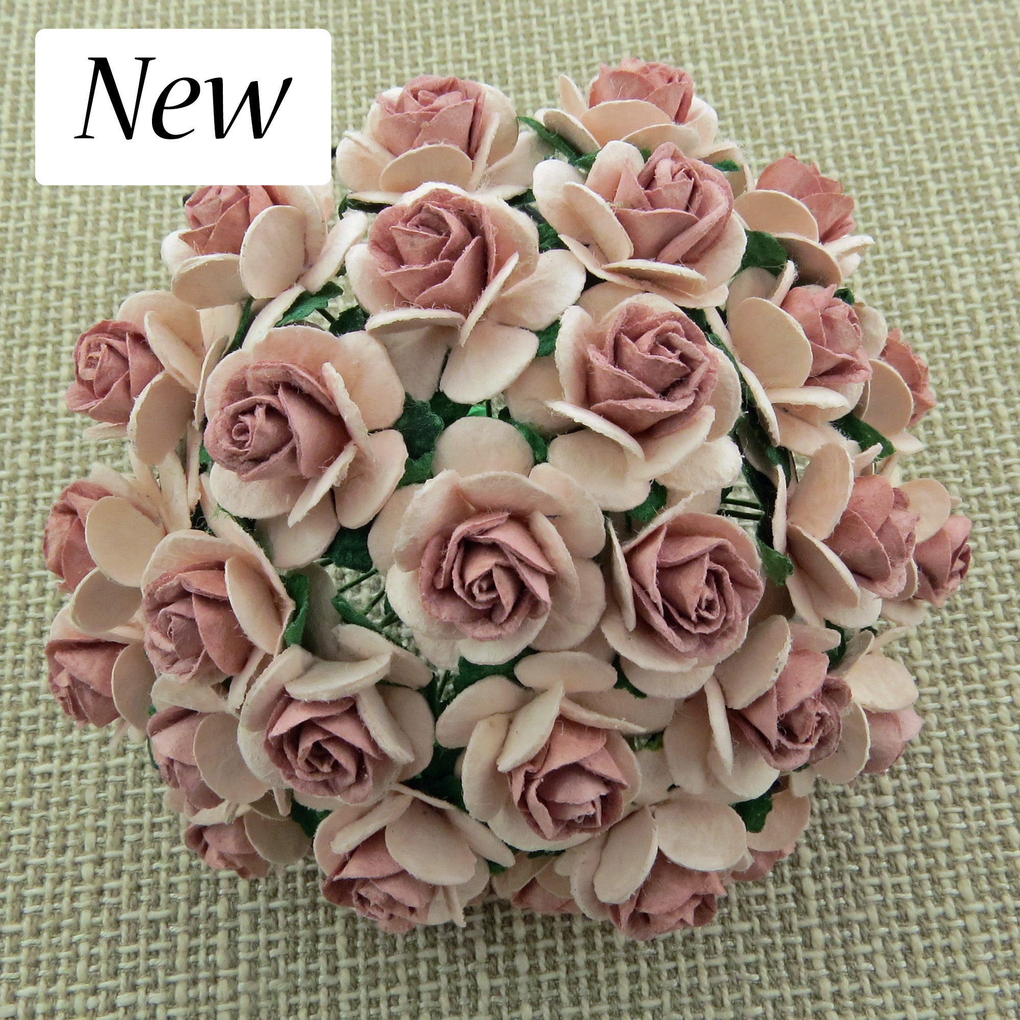 100 2-TONE PINK WITH DUSKY PINK CENTRE MULBERRY PAPER OPEN ROSES